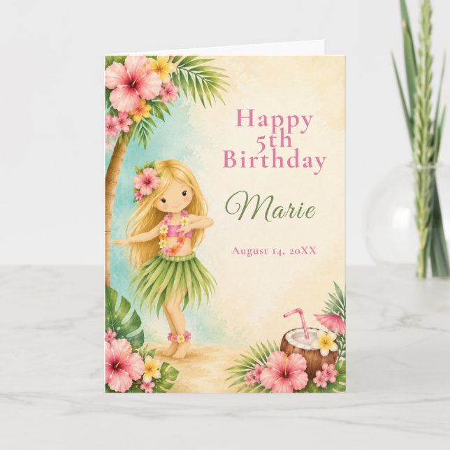 Carte Fête d'anniversaire Hula (Devant)