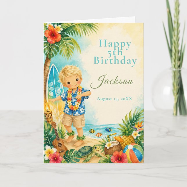 Carte Fête d'anniversaire Hula (Devant)