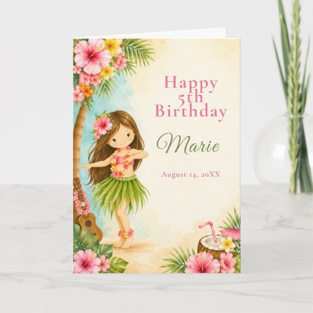 Carte Fête d'anniversaire Hula (Devant)