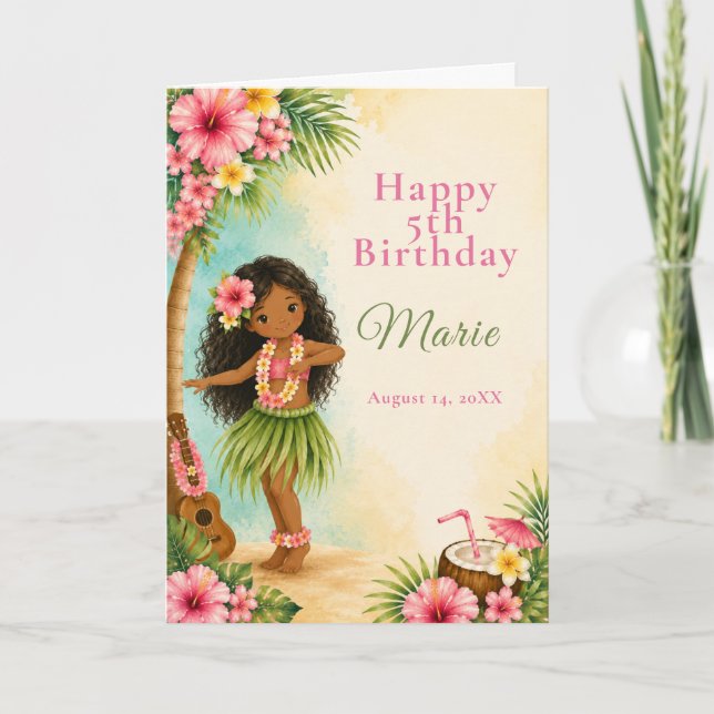 Carte Fête d'anniversaire Hula (Devant)
