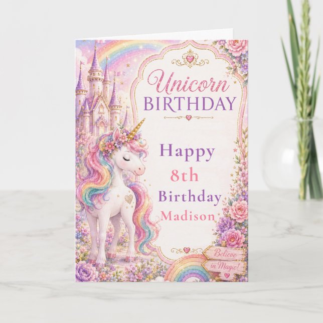 Carte Fête d'anniversaire Licorne (Devant)