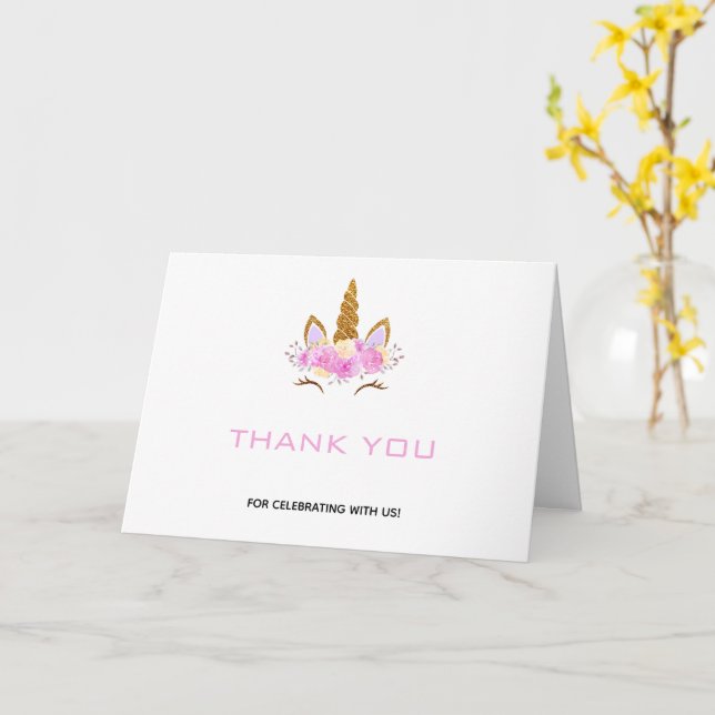 Carte Fête d'anniversaire licorne magique (Fleur jaune)