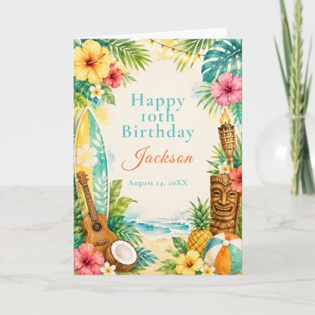 Carte Fête d'anniversaire Luau (Devant)