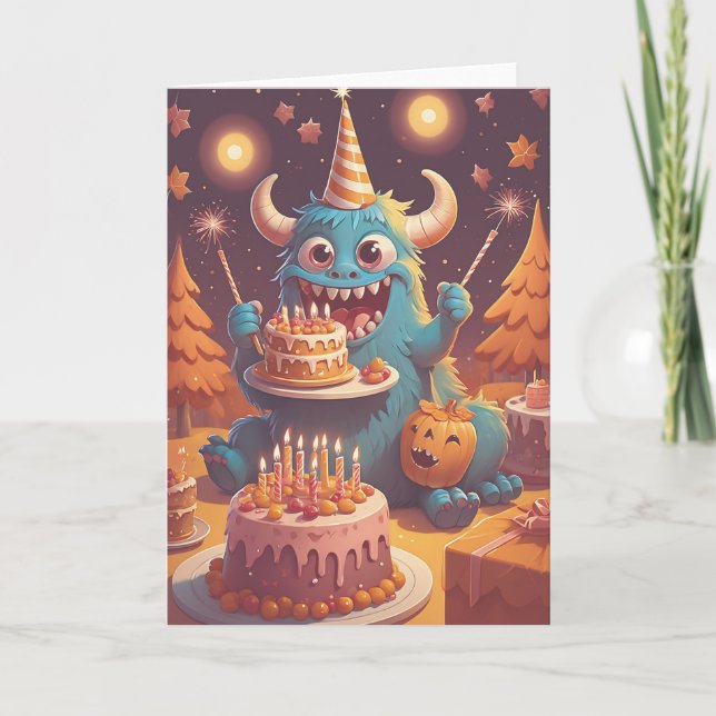 Carte Fête d'anniversaire monstrueuse (Devant)