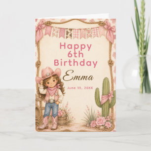 Carte Fête d'anniversaire Pink Cowgirl Hoedown