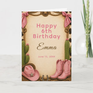 Carte Fête d'anniversaire Pink Cowgirl Hoedown