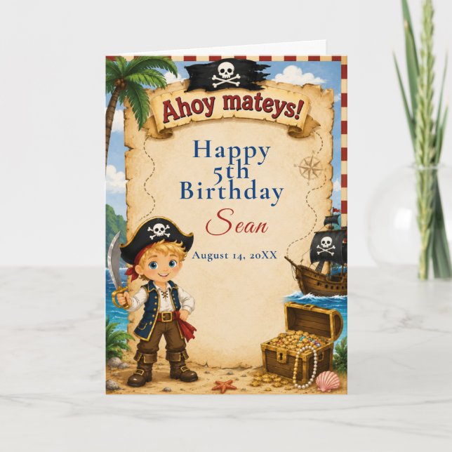 Carte Fête d'anniversaire pirate (Devant)
