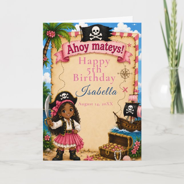 Carte Fête d'anniversaire pirate (Devant)