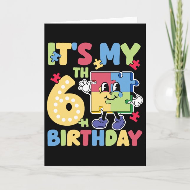 Carte Fête d'anniversaire pour autiste de 6 ans fille (Devant)