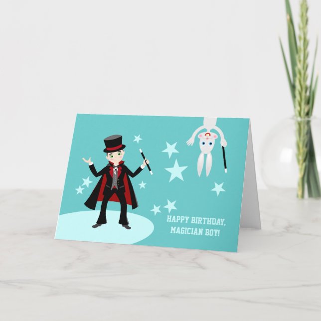 Carte Fête d'anniversaire pour enfant magicien (Devant)