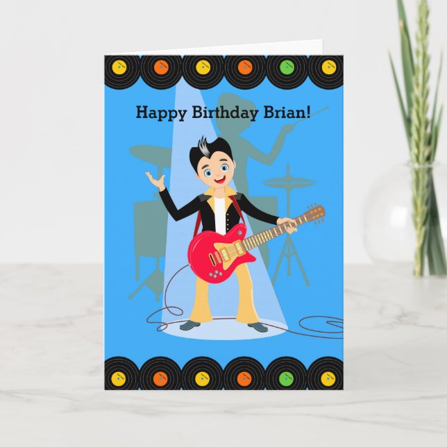 Carte Fête d'anniversaire rock star (Devant)