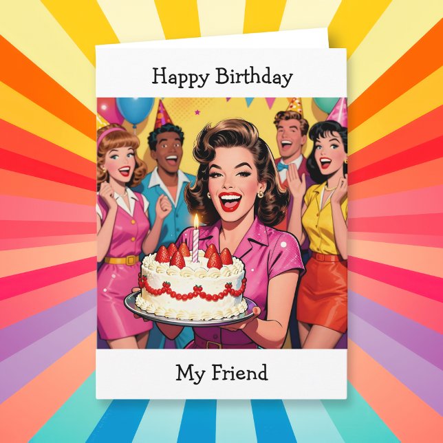 Carte Fête d'anniversaire surprise rétro joyeux (Créateur téléchargé)