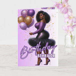 Carte Fête d'anniversaire violette pour une femme africa