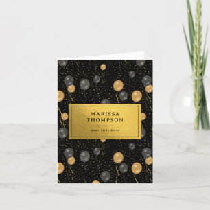 Carte Fête de ballons noirs et or élégants