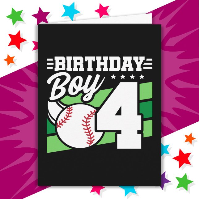 Carte Fête de baseball 4 ans Thème 4ème anniversaire Gar (Créateur téléchargé)