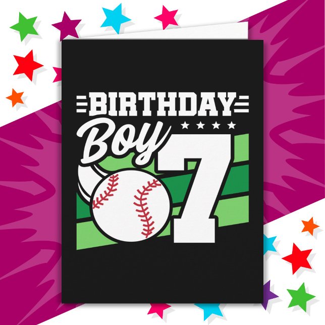 Carte Fête de baseball 7 ans Thème 7ème anniversaire gar (Créateur téléchargé)