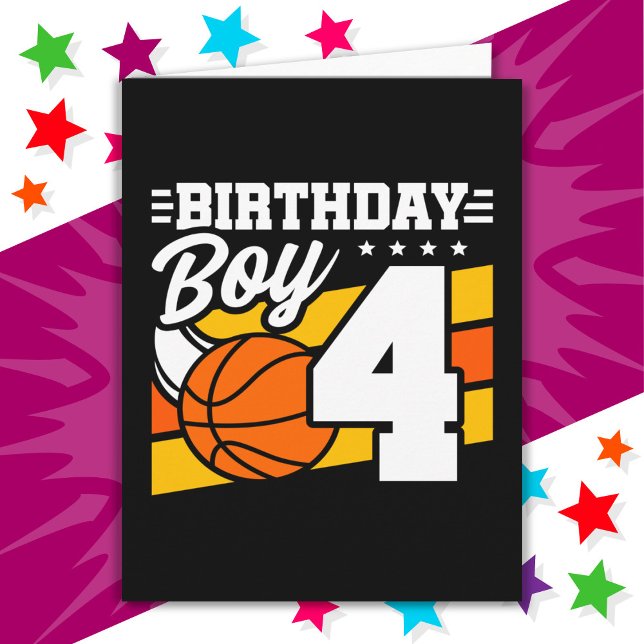 Carte Fête de basket-ball 4 ans Thème 4ème anniversaire  (Créateur téléchargé)
