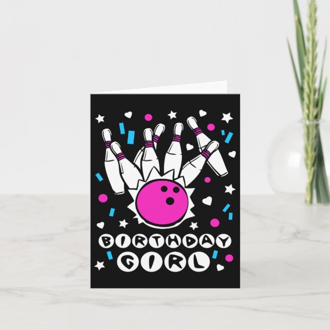 Carte Fête de Bowling Fille Cool Enfants Cute Pins Bo (Devant)