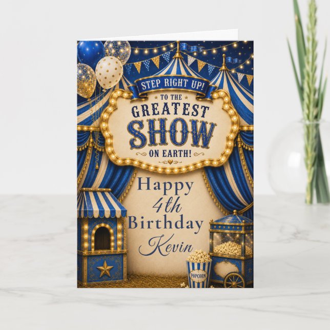 Carte Fête de cirque bleu (Devant)
