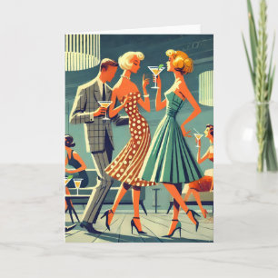 Carte Fête de cocktail de danse Martini moderne du milie