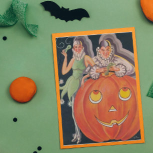 Carte Fête de costumes d'Halloween vintage