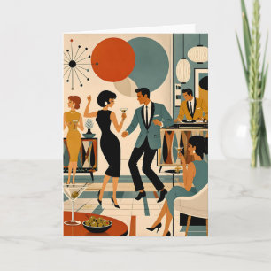 Carte Fête de danse martini branchée milieu du siècle mo