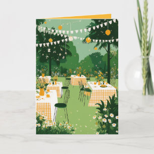 Carte Fête de fin d'études dans un jardin ensoleillé