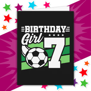 Carte Fête de football de 7 ans 7e anniversaire fille