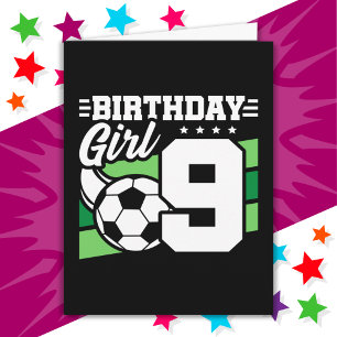 Carte Fête de football de 9 ans 9e anniversaire fille