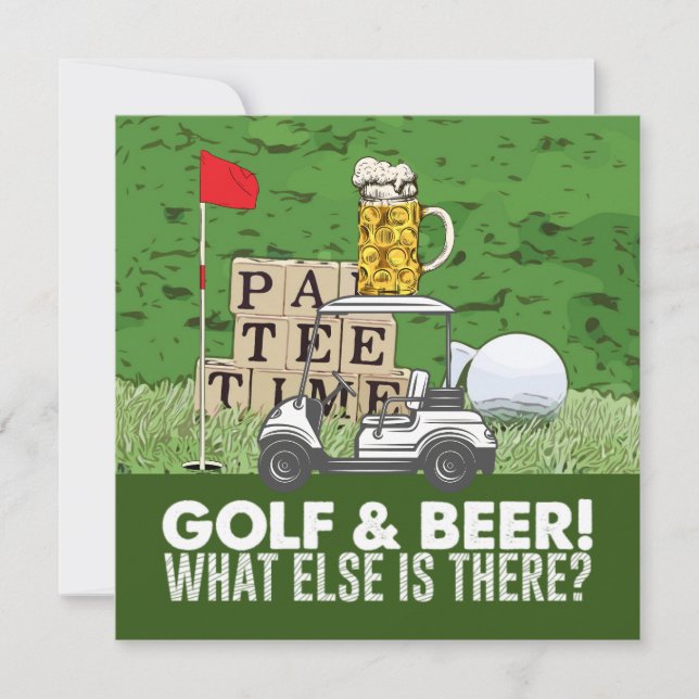 Carte Fête de golf Golf et bière Citation drôle pour gol (Devant)