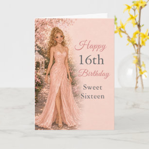 Carte Fête de jardin Rose Pâle pour un Sweet 16