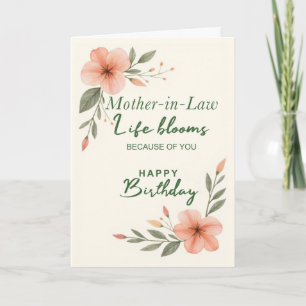 Carte Fête de la belle-mère Fleurs de vie florales