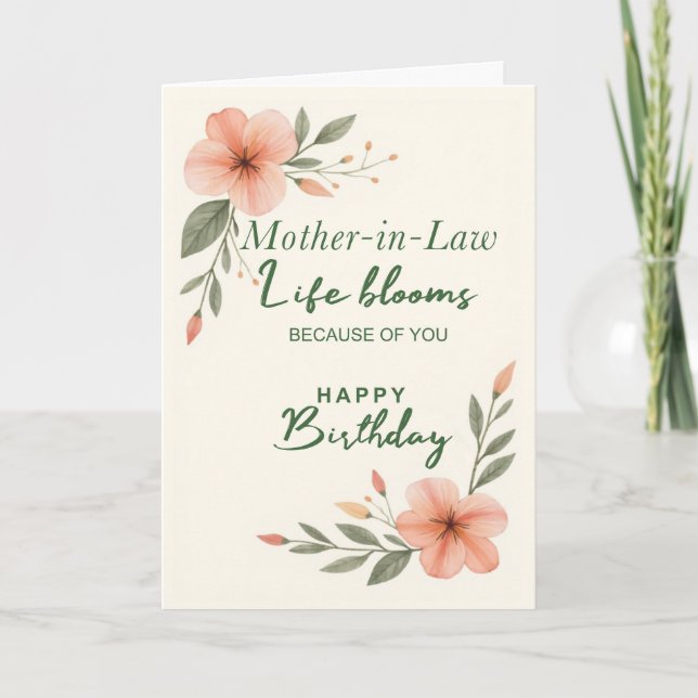 Carte Fête de la belle-mère Fleurs de vie florales (Devant)