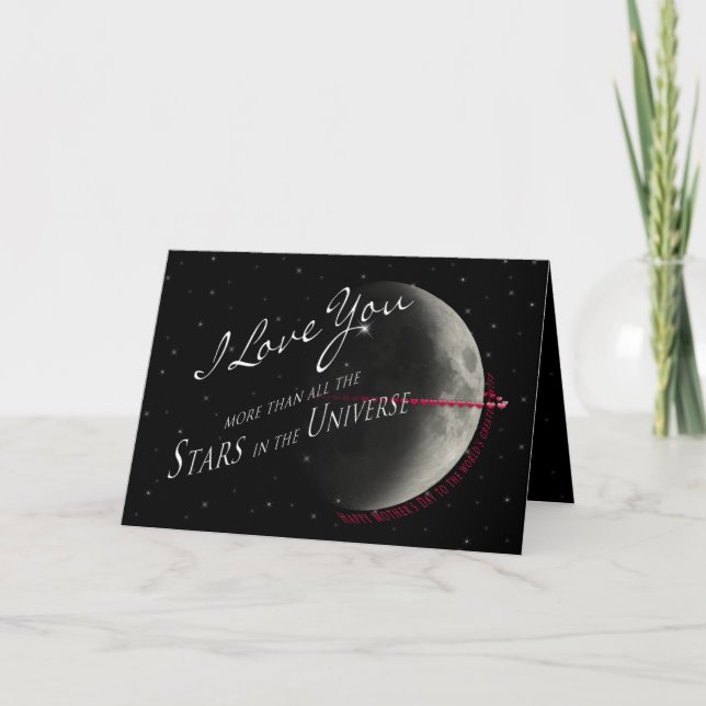 CARTE FÊTE DE LA MÈRE - FEMME - ÉTOILES/UNIVERS (Devant)