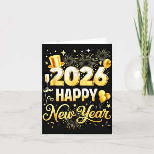 Carte Fête de la Nouvelle Année 2026 Ballon Drôle Famill