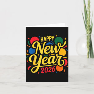 Carte Fête de la Nouvelle Année 2026 Ballon Famille Tenu