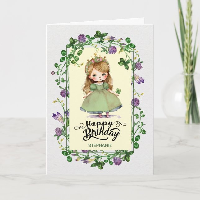 Carte Fête de la Saint Patrick Anniversaire. Princesse d (Devant)