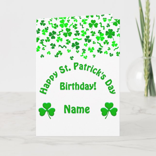 Carte Fête de la Saint-Patrick Anniversaire Trèfles Pers (Devant)