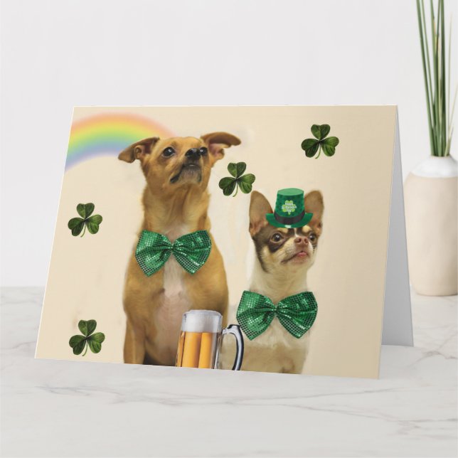 Carte Fête de la Saint-Patrick Chihuahuas (Devant)