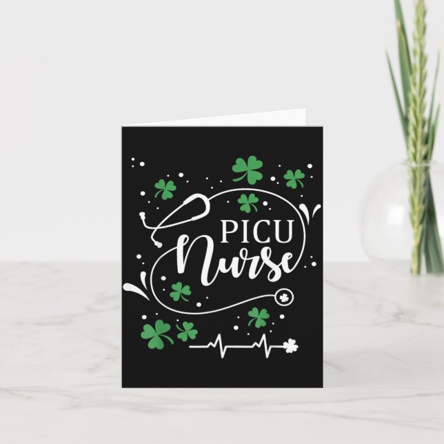 Carte Fête de la Saint-Patrick Infirmière Picu Trèfle Ir (Devant)