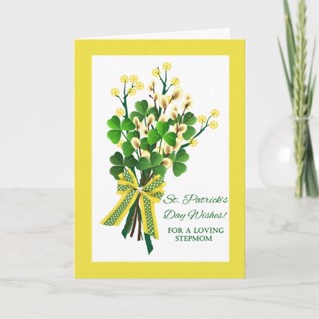 Carte Fête de la Saint-Patrick Shamrocks pour la Belle-M (Devant)