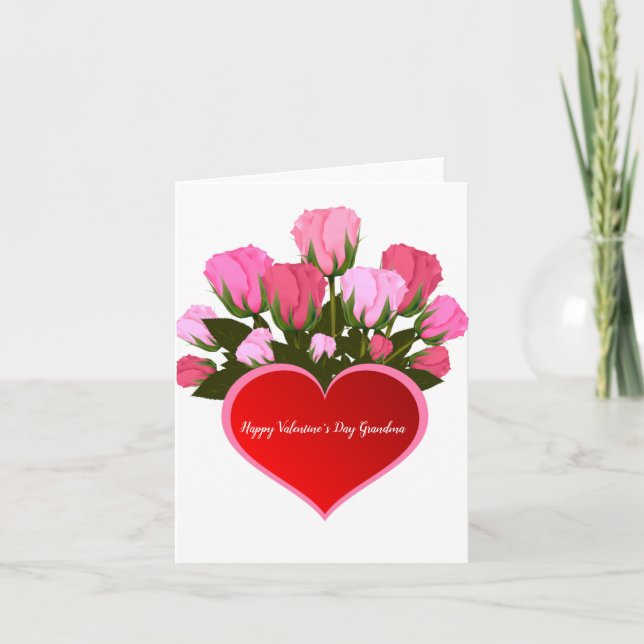 Carte Fête de la Saint-Valentin Grand-mère Roses (Devant)