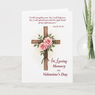 Carte Fête de la Saint-Valentin religieuse Croix Fleur e