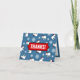 Carte Fête de l'Éléphant Blanc Noël (Bleu) Merci