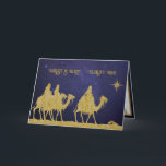 Carte Fête de l'Epiphanie de trois rois Byzantin catholi<br><div class="desc">Dotés d'une belle silhouette traditionnelle en or des Magi, les Trois Sages voyagent sur leurs chameaux suivant l'étoile pour trouver Jésus. Belle carte pour la Fête de l'Epiphanie ! Le 6 janvier est célébré comme une fête de l'église en commémoration de la venue des Mages comme la première manifestation du...</div>