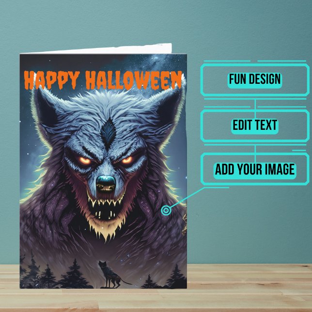 Carte Fête de l'Halloween effrayant Werewolf (Send a special greeting to a friend at Halloween with this fun card.)
