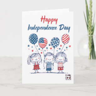 Carte Fête de l'indépendance des États-Unis - Enfants mi