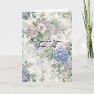 Carte Fête de mariage Fleurs roses violettes romantiques