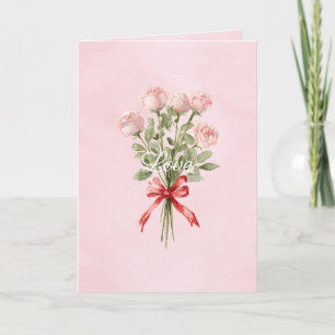 Carte Fête de mariage floral aux roses roses