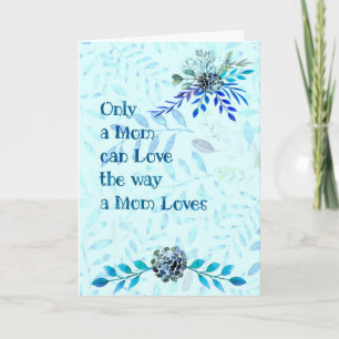 Carte Fête de Mère Bleu avec Fleurs et Amour de Ma